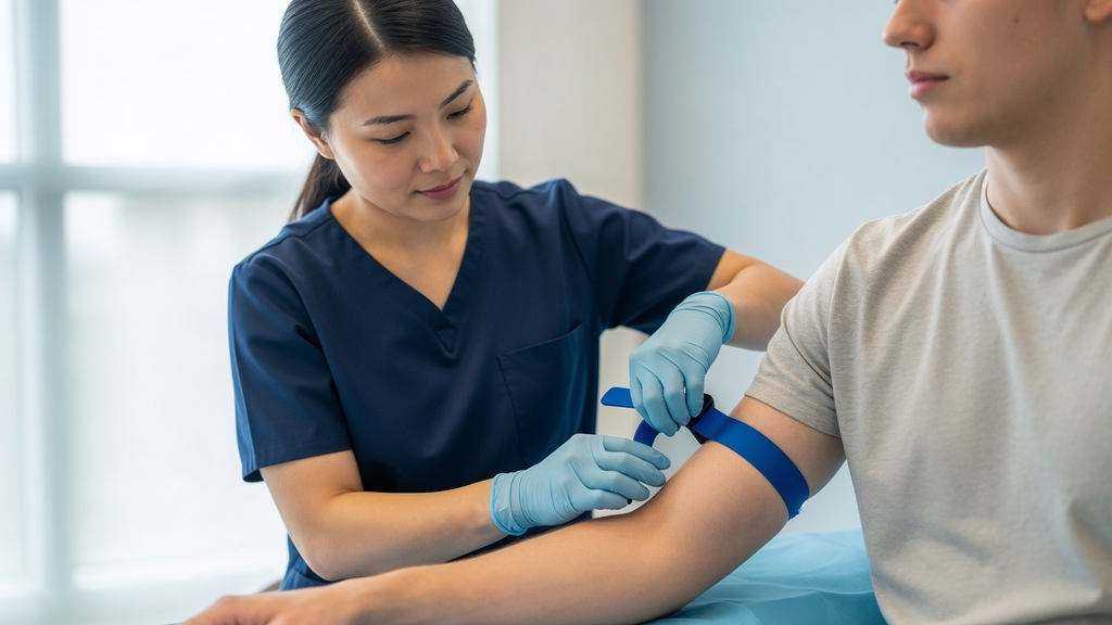 A healthcare professional collecting a blood sample