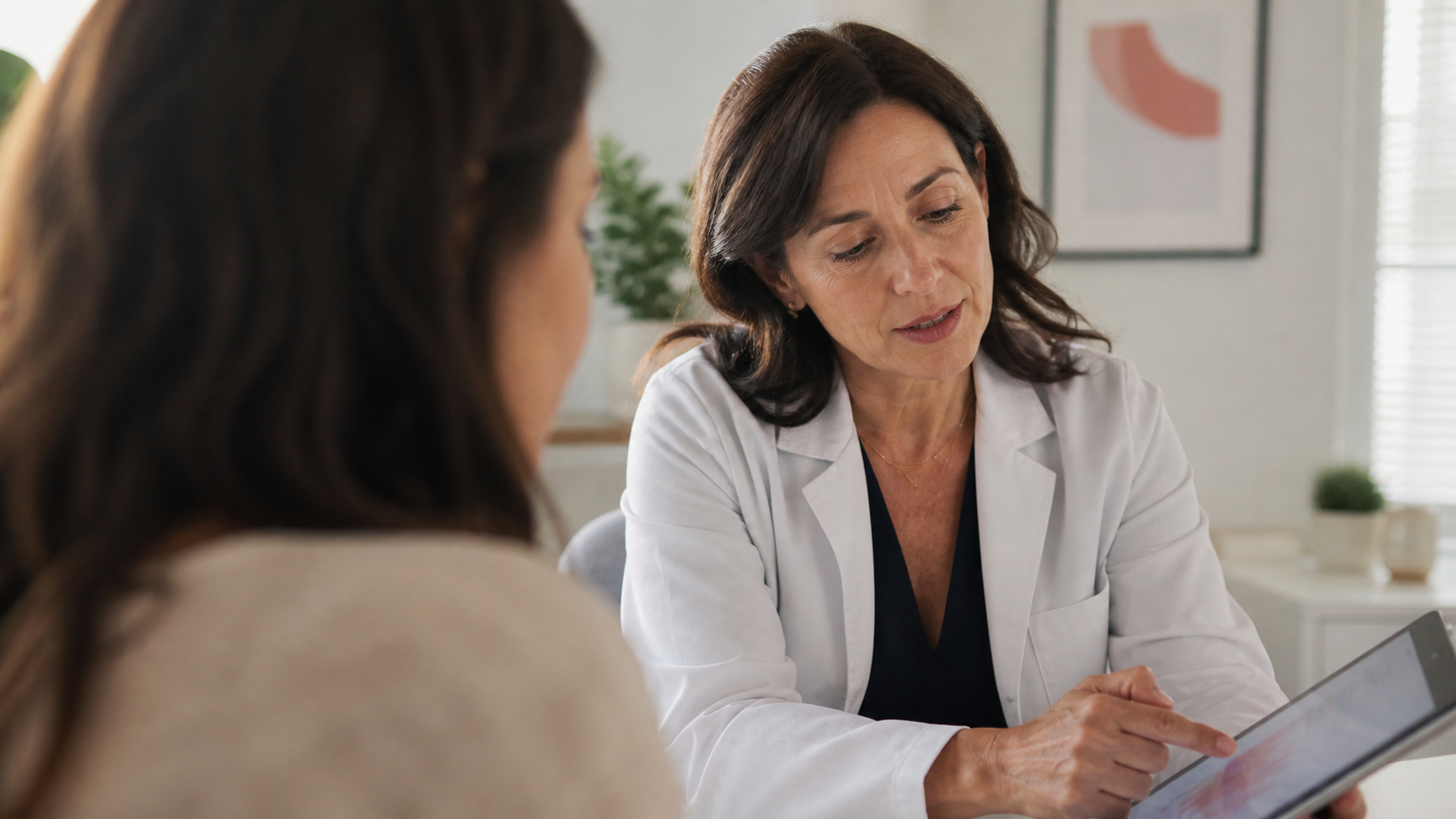 A clinician and patient discussing preventive-health information