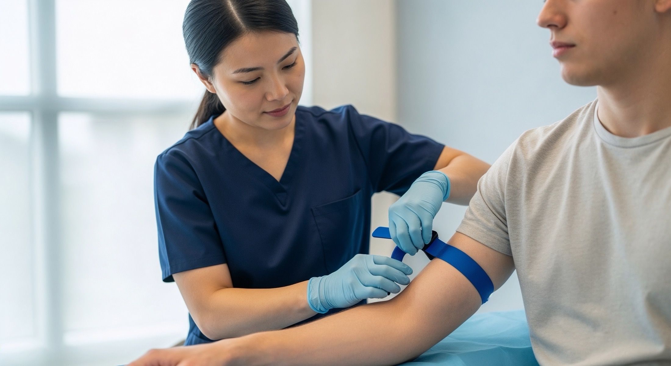 A healthcare professional collecting a blood sample